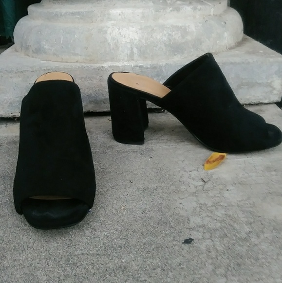 Size 10 Black Slip On Mule Block Heel - Picture 2 of 7
